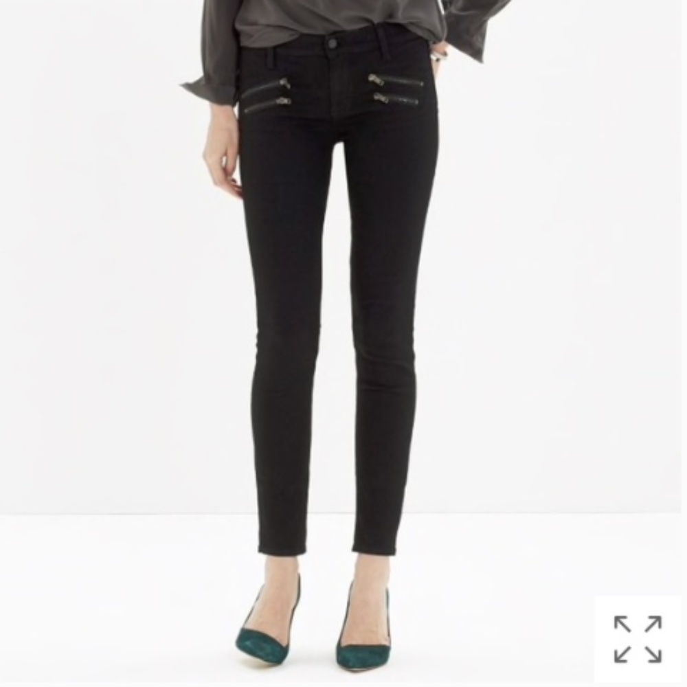 Madewell | Black Skinny Biker Zip Jeans Size 31